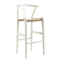 Baxton Studio Bs-541A-White Mid-Century Modern Wishbone Stool-White Wood Y Stool